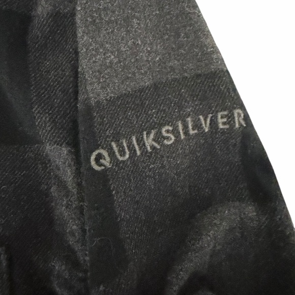 QUIKSILVER Black Gray Plaid Motherfly Flannel Button Up Shirt Modern Fit m - Picture 6 of 15